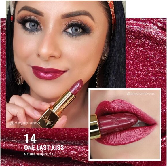 🆕 Metallic Shine Dark Red Lipstick Moisturizing Creamy Formula Vegan Lip Color - Picture 3 of 11